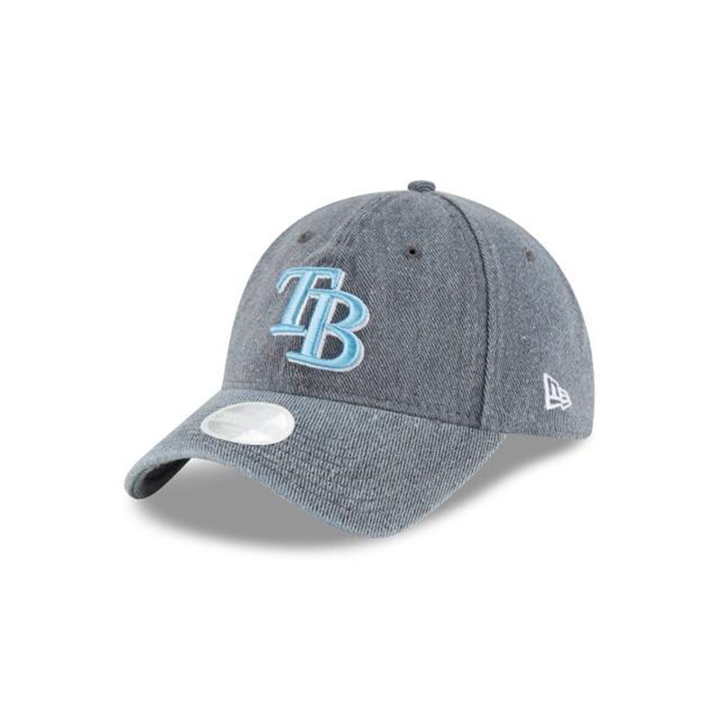 MLB Tampa Bay Rays Womens Faded Denim 9Twenty Adjustable (LPT7601) - Grey New Era Caps